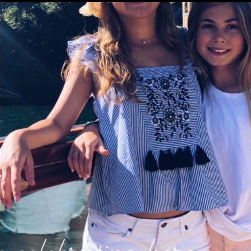 Zara blue striped top